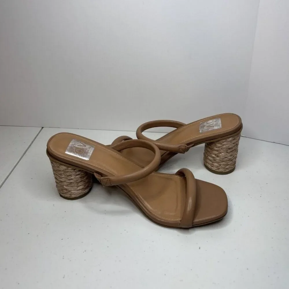Dolce Vita Merrick Tan Vegan Leather Block Heel Platforms Womens Espadrille - Picture 6 of 9